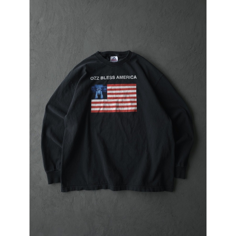 Vintage 2000s Y2K Ozz Bless America Ozzy Osbourne Long Sleeve Black T-shirt XL - Picture 9 of 9
